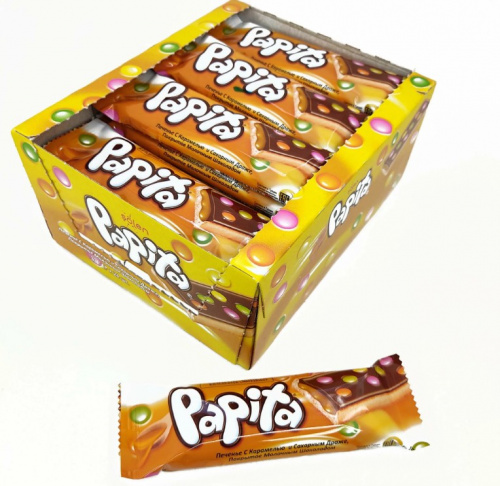 Печенье "Papita" с карам. и с сахар. драже в молоч. шок. 33гр. 
