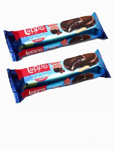 Сендвич-кекс "LUPPO CHERRY" в мол. шок. с маршмеллоу и вишн. марм. 182гр. 