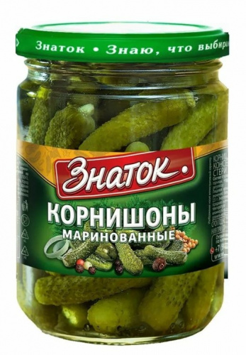 Огурцы Корнишоны марин 350гр., ЗНАТОК