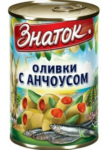 Оливки с анчоусом 280г ж/б, ЗНАТОК