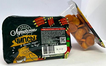 Ребрышки на гриле с соусом Табаско, чипсы хлебные, контейнер 100 гр.
