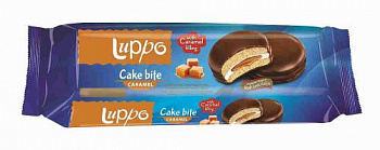 Сендвич-кекс "LUPPO CARAMEL" в мол. шок. с маршмеллоу и карам. начин. 182гр.