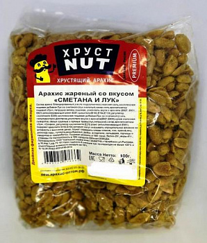Арахис ХрустNUT со вкусом сметана-лук (Крупный), уп 0,5 кг