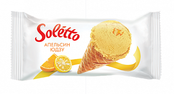 Мороженое рожок "Soletto CLASSICO" апельсин ЮДЗУ, 75 гр.