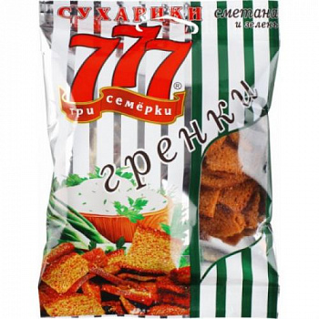 Гренки 777 со вкусом сметана и зелень (150гр.)