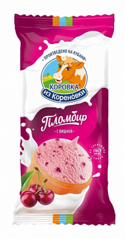 100гр. Мороженое пломбир С ВИШНЕЙ м.д.ж. 15,0%, ваф. стакан, КизК