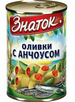 Оливки с анчоусом 280г ж/б, ЗНАТОК