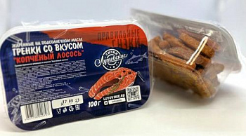 Сухарики "Копченный лосось"  крафт. контейнер 100 гр.